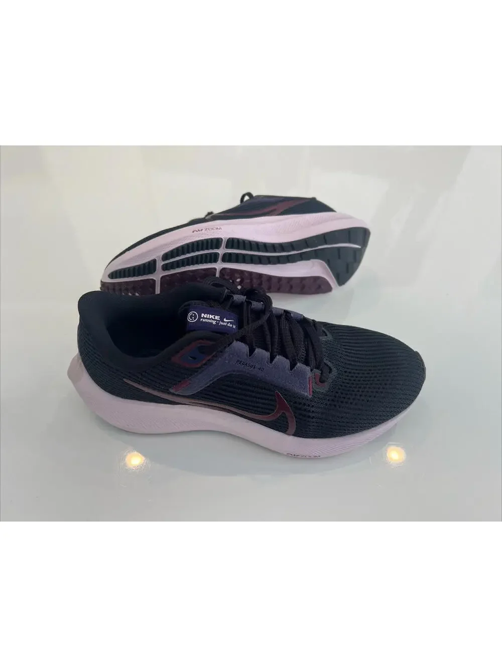 Nike Womens Air Zoom Pegasus 40 Black Maroon Running Shoes DV3854 SZ 7